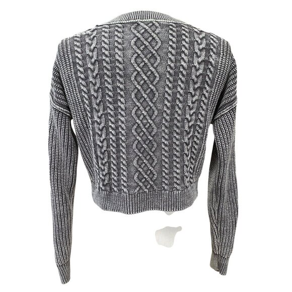 Aeropostale Cable Knit Grunge Crop Sweater Washed Out Mineral Wash Oversized-M - Picture 8 of 14
